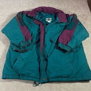 Vintage OutBrook flannel sleeve Green and Purple Jacket Men’s 2XL‎